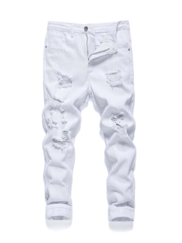 Manfinity LEGND Men Cotton Zipper Fly Ripped Frayed Jeans