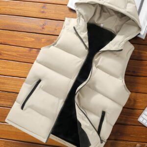 Manfinity Homme Men Zip Up Sleeveless Hooded Padded Vest Color Block Going Out Casual Quilted Jacket