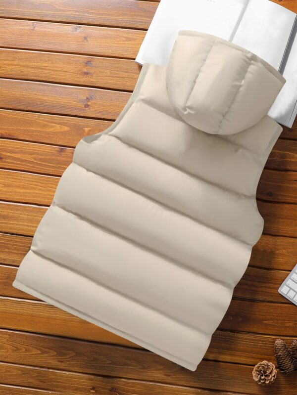 Manfinity Homme Men Zip Up Sleeveless Hooded Padded Vest Color Block Going Out Casual Quilted Jacket - Image 2