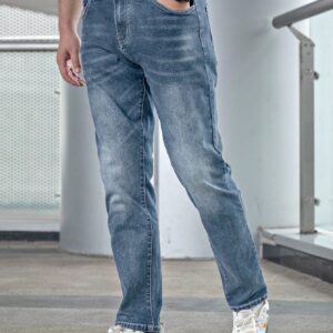 Men Slant Pocket Straight Leg Jeans