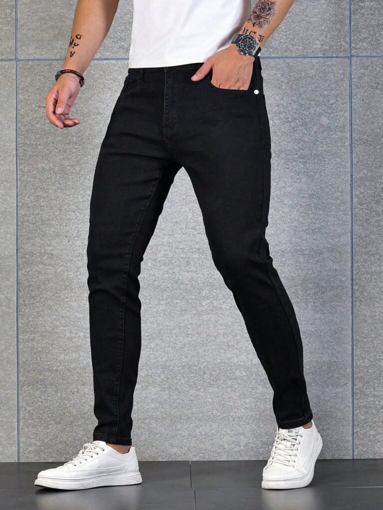 Manfinity RivetRise Men Cotton Solid Skinny Jeans