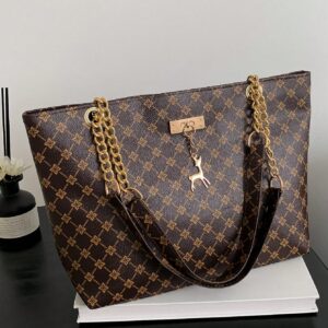 Fashionable Vintage Crocodile Pattern Women's Shoulder Tote Bag,Large Capacity Bag For Women,School Bag,Large Capacity,Portable,Classic Casual,Business Casual,For Teen Girls Women College Students,White-Collar Workers,Perfect For Work,Back To School,Middle School,High School,College, Fashionable Tote Bag With Zipper