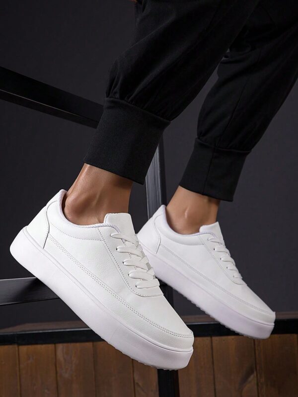 Men's Leather White Skate Shoes Outdoor Thick-Soled Black Skate Shoes Leather Blue Skate Shoes Outdoor Student Skate Shoes Sneakers - Image 5