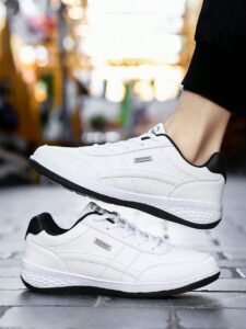 PU Leather Men Sport Shoes Trendy Casual Breathable Sneakers Non-Slip Vulcanized Tennis Casual Shoes