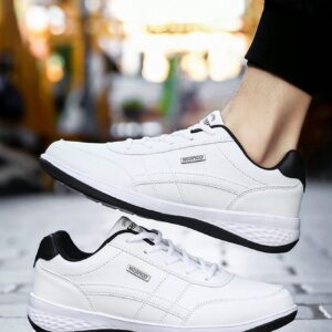 PU Leather Men Sport Shoes Trendy Casual Breathable Sneakers Non-Slip Vulcanized Tennis Casual Shoes