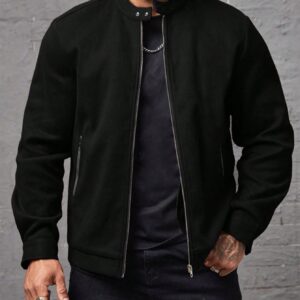 Manfinity Homme Loose Men Solid Color Zip-Up Overcoat