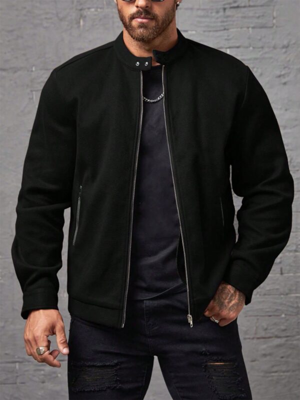 Manfinity Homme Loose Men Solid Color Zip-Up Overcoat