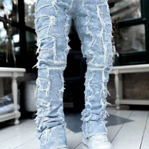 Men's Street Style Frayed Slim Fit Casual Jeans