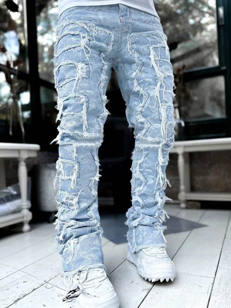 Men's Street Style Frayed Slim Fit Casual Jeans