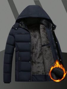 Manfinity Homme Men Solid Color Thermal Lined Full Zip Hooded Padded Coat, Winter Winter Men Clothespuffer Men Winter Coatsmen Winter Coats