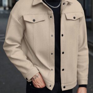 Manfinity CasualCool Men's Casual Button-Front Drop Shoulder Overcoat For Autumn