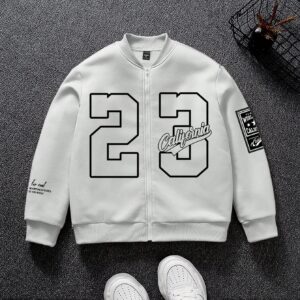 Manfinity EMRG Men Front Zipper Long Sleeve Numeric Print Casual Jacket