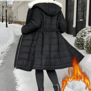SHEIN EZwear Plus Size Women's Warm Fleece Hooded Padded Coat,Winter Clothes For Women,Spring Summer Clothes