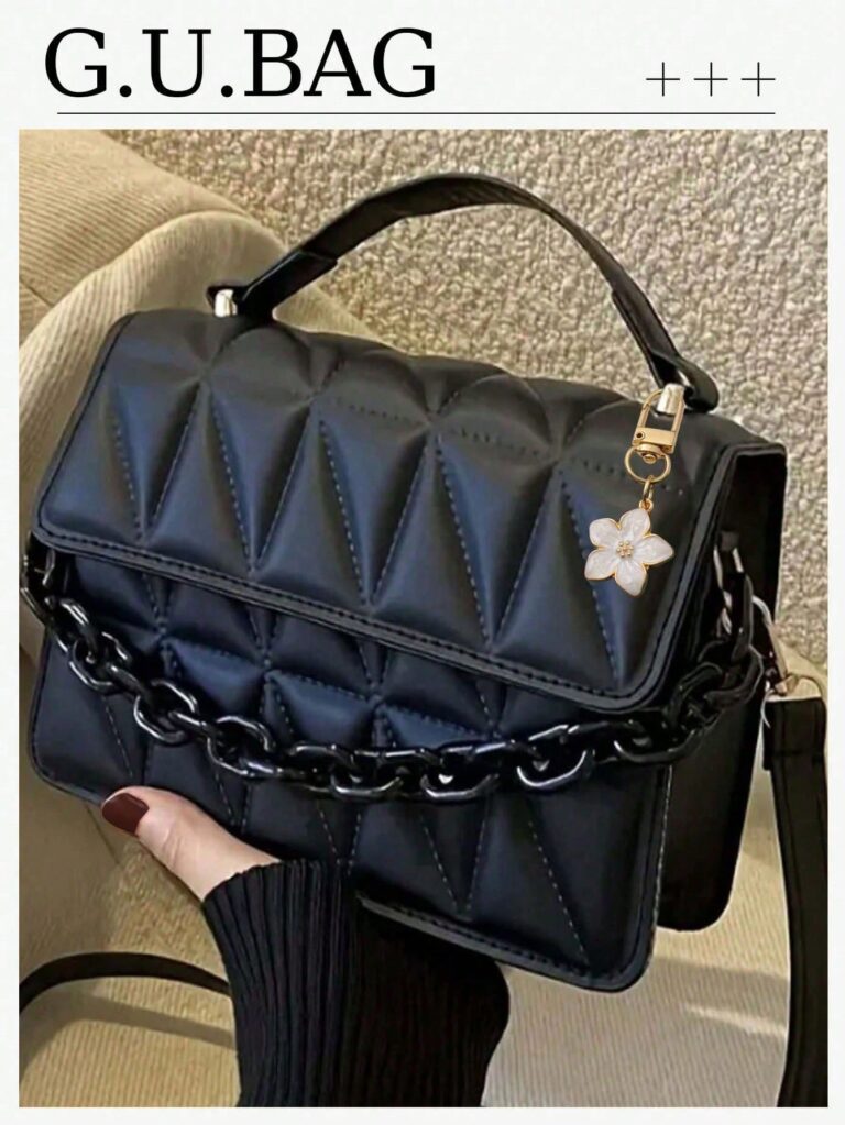 2024 New Trendy Fashion One Shoulder Diagonal Package, Simple Diamond Grid Popular Handbag With Detachable Strap