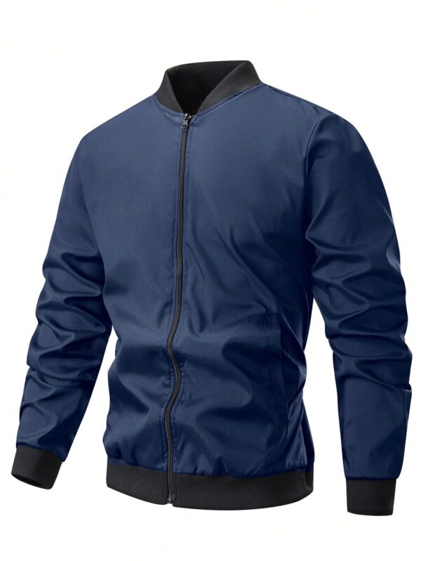 Manfinity Homme Men's Plain Zip-Up Jacket, Casual & Fashionable For Everyday Wear