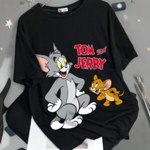 TOM & JERRY X Casual Loose Round Neck Short Sleeve Women's 2025 New Year's T-Shirt For Summer