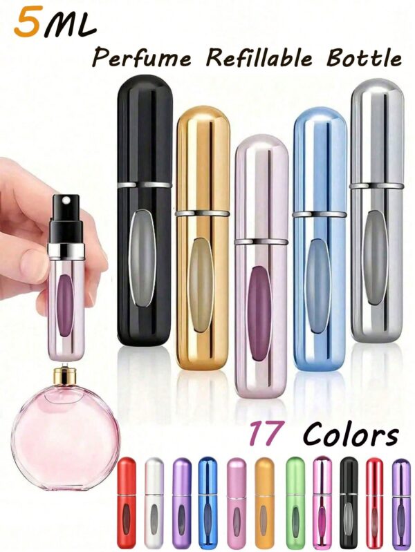 5Pcs/3Pcs/1Pc 5ML Perfume Refillable Bottle,Refillable Perfume Atomizer Bottle,Perfume Travel Spray Bottling Dispenser,Mini Portable Empty Liquid Container ,Travel Essentials ,Travel Organizer For Beach ,Summer Vacation Back To School